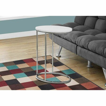 DAPHNES DINNETTE Accent Table with Chrome Metal - Oval, Glossy White DA2618116